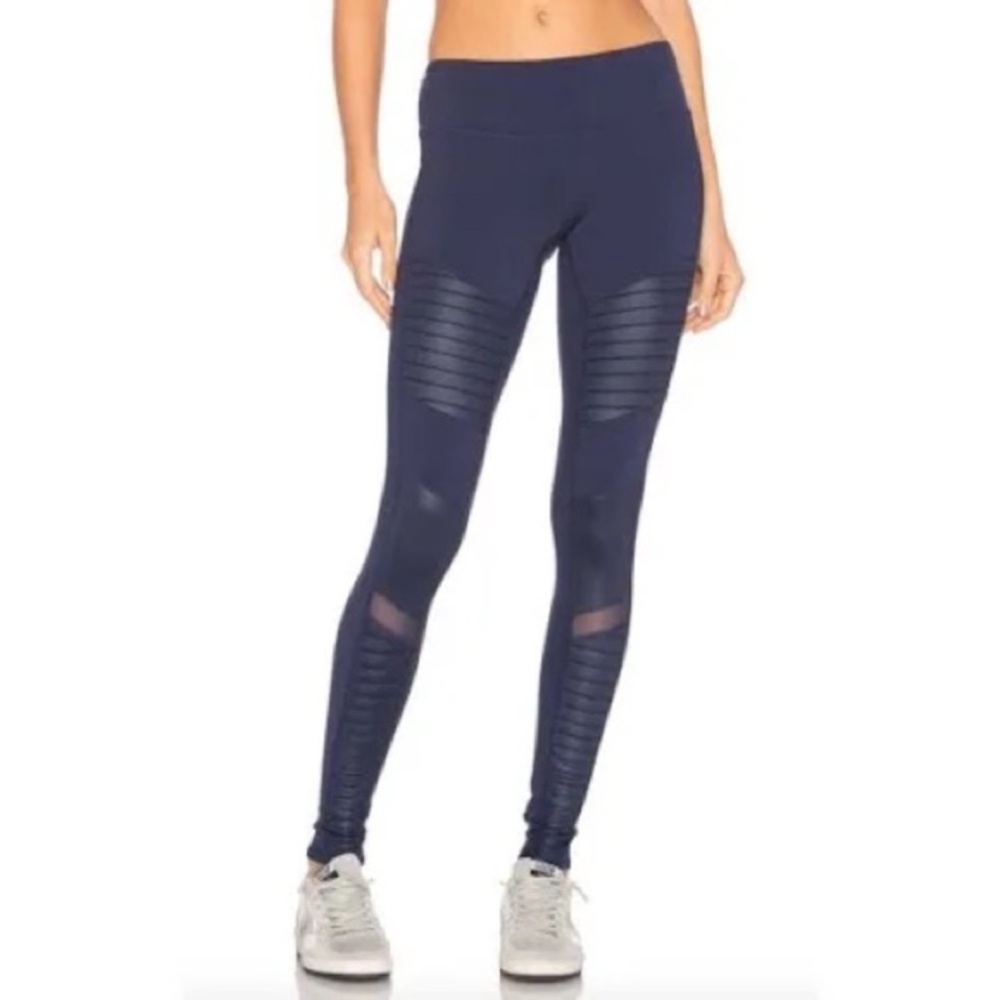 (A12) Alo Yoga Women High-waist Moto Legging Rich Navy, Size Large, NWT